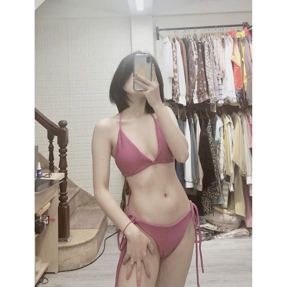 freeship Bikini sexy ️Freeship️ hai mảnh màu hồng mặc đi biển đi bơi mới nhất ( Bầu mặc được)