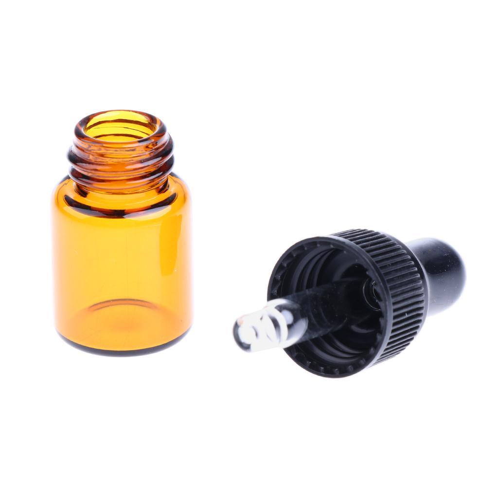 40 Pieces Mini Refillable Glass Dropper Bottle for Essential Oils 1ml 3ml