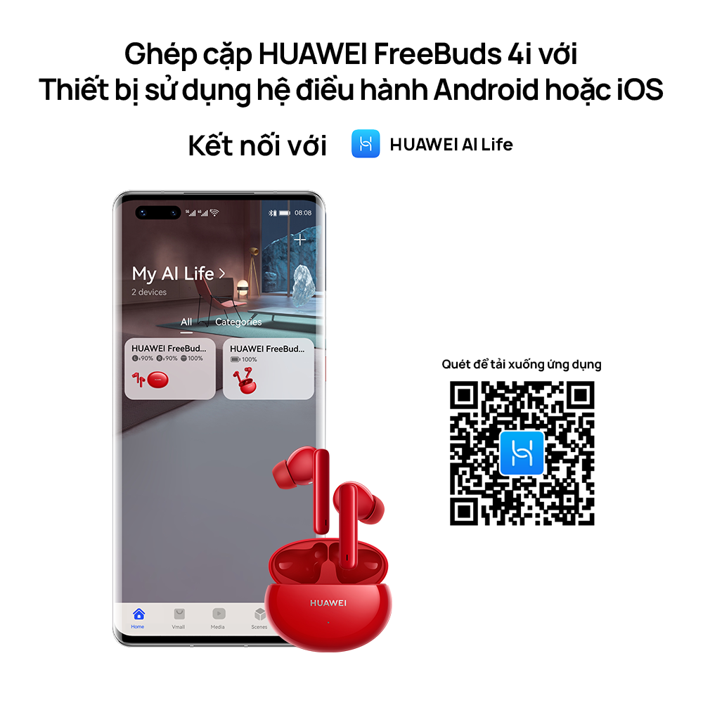 Tai Nghe Không Dây Huawei FreeBuds 4i | Chống Ồn Chủ Động | 10 Giờ Phát Nhạc Liên Tục | Âm Thanh Chân Thật | Hàng Phân Phối Chính Hãng