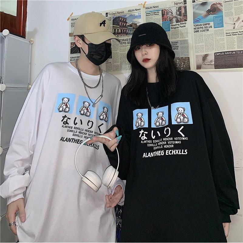 Áo thun dài tay GẤU ALANTHEG phông Unisex nam nữ tee oversize form rộng pull Ulzzang Streetwear Hàn Quốc vải mềm