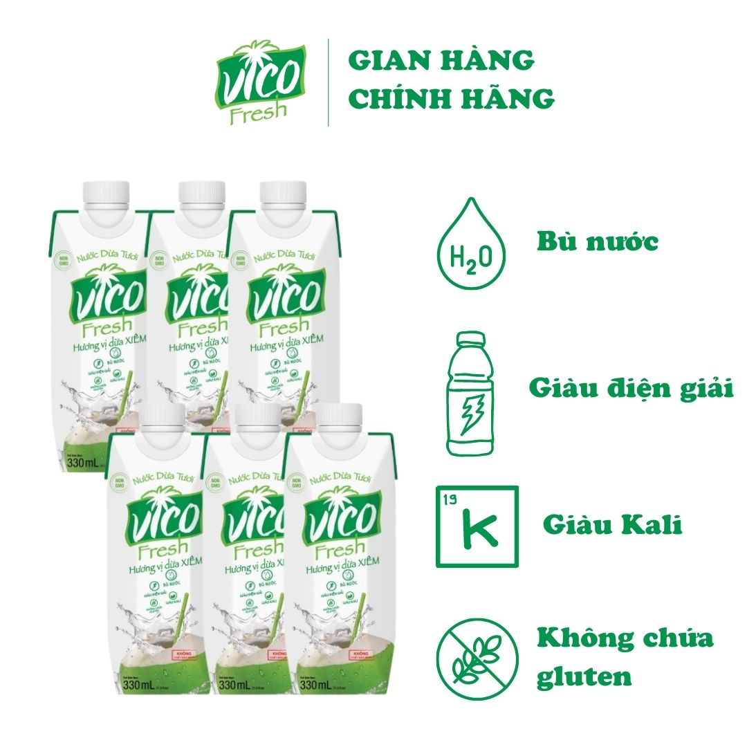 Thùng 12 hộp Nước dừa xiêm VICOFRESH (1 lít/hộp)