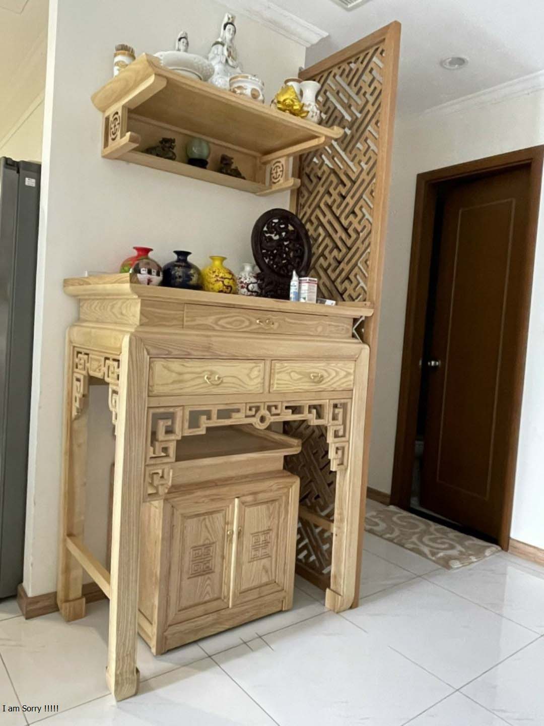Combo bộ bàn Tủ thờ gỗ sồi mẫu hiện đại