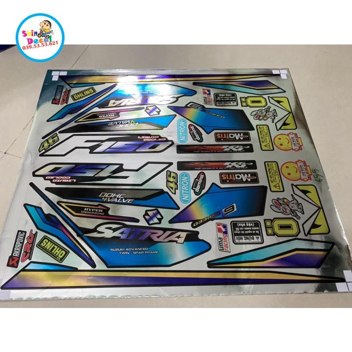 Tem xe Satria FI dán xe đen chất liệu Crom