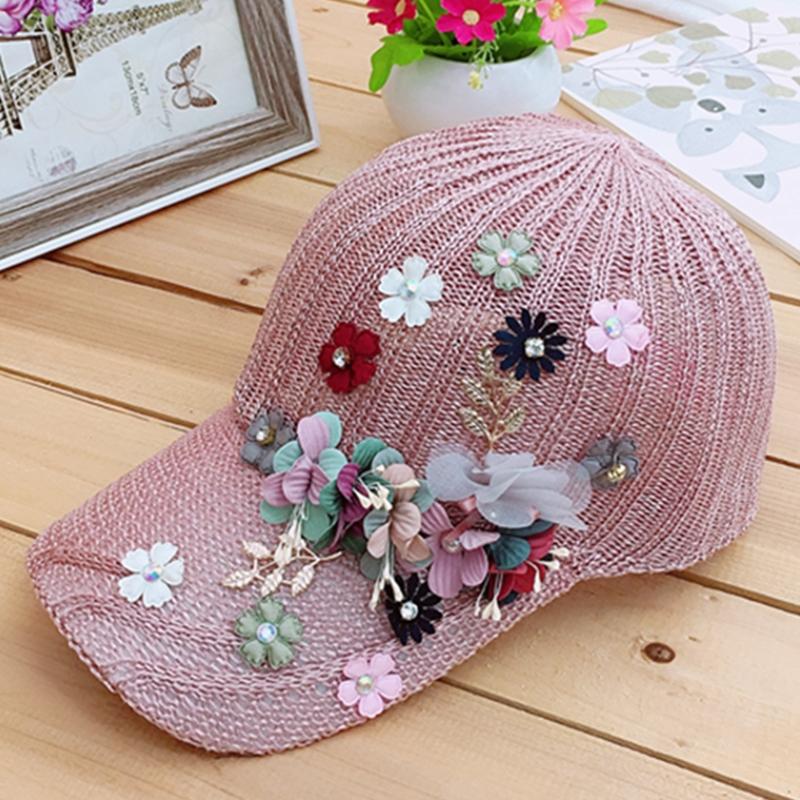 Nữ của Mũ Bóng Chày Nóng Kim Cương Hoa Bé Gái Mũ Snapback Người Phụ Nữ trai Nữ Lưới Mùa Hè Hat