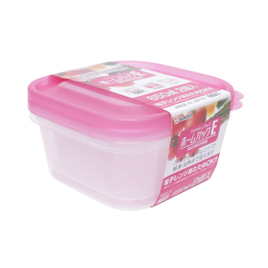 Combo Set 2 Hộp Nhựa Đựng Thực Phẩm Màu Hồng + Set 3 Hộp Nhựa Dùng Được Lò Vi Sóng Màu Xanh - Nội Địa Nhật Bản