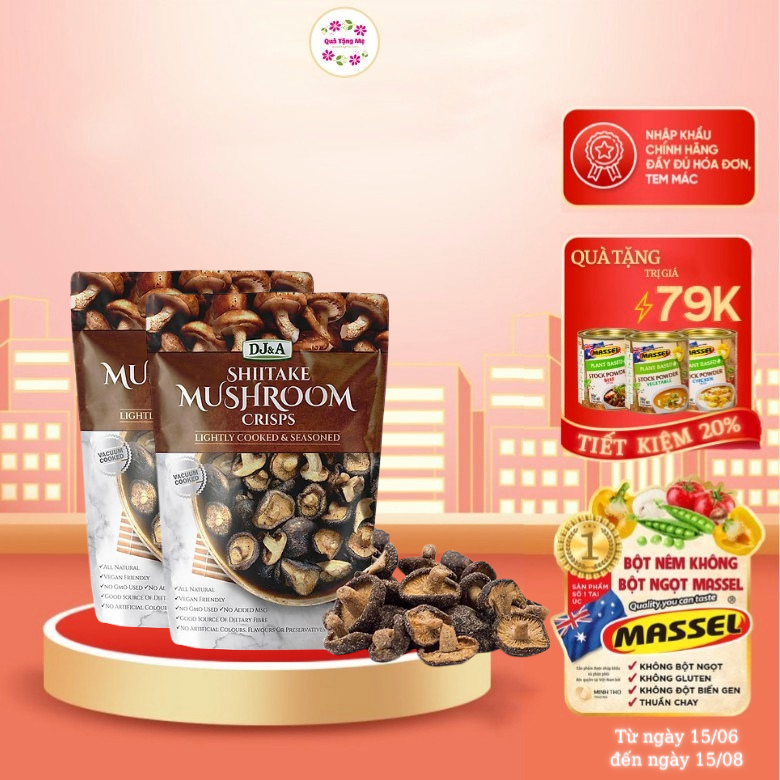 Nấm HươngSấy Giòn DJ&amp;A Shiitake Mushroom Crisps - Món ăn ngon Tốt cho sức khỏe Giàu chất dinh dưỡng và Chống oxy hóa - QuaTangMe Extaste