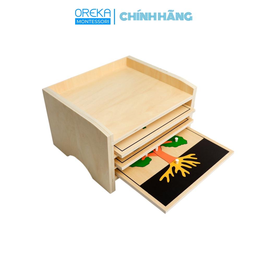 Đồ chơi trẻ em Oreka Montessori Kệ đựng và 3 Ghép hình: Cây, Hoa, Lá - 0610700