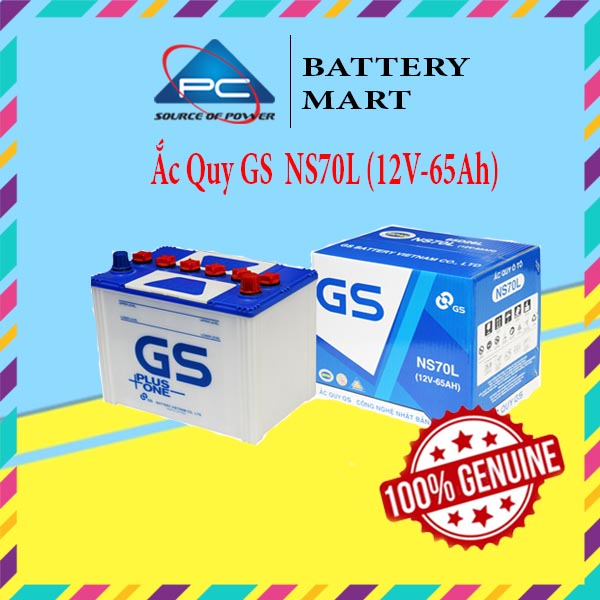 Bình Ắc Quy Nước 12V-65Ah, Ắc Quy Ô Tô GS NS70/L