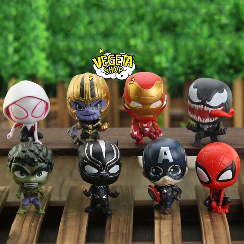 Mô hình Avengers Marvel DC - Spider man Venom Thanos Hulk Black Panther Captain America Iron man - Trứng Gacha lắp ráp