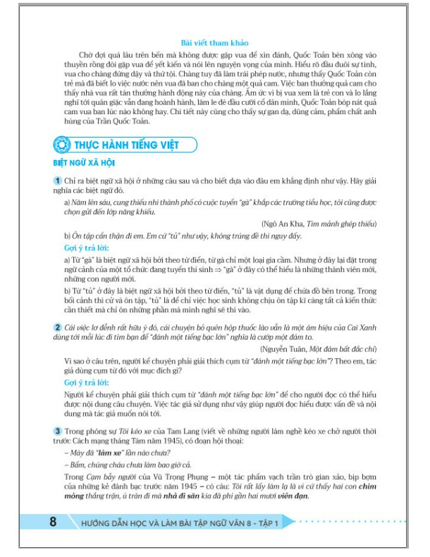 Sách - Hướng Dẫn Học Và Làm Bài Tập Ngữ Văn 8 tập 1 - Biên soạn theo CT GDPT mới - Kết Nối