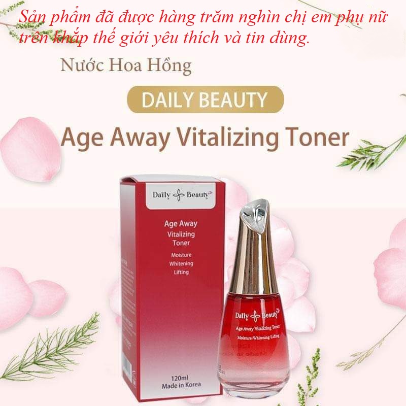 Combo 4 hộp Nước hoa hồng Daily Beauty Age Away Vitalizing Toner R&amp;B Việt Nam nhập khẩu chính ngạch từ Hàn Quốc