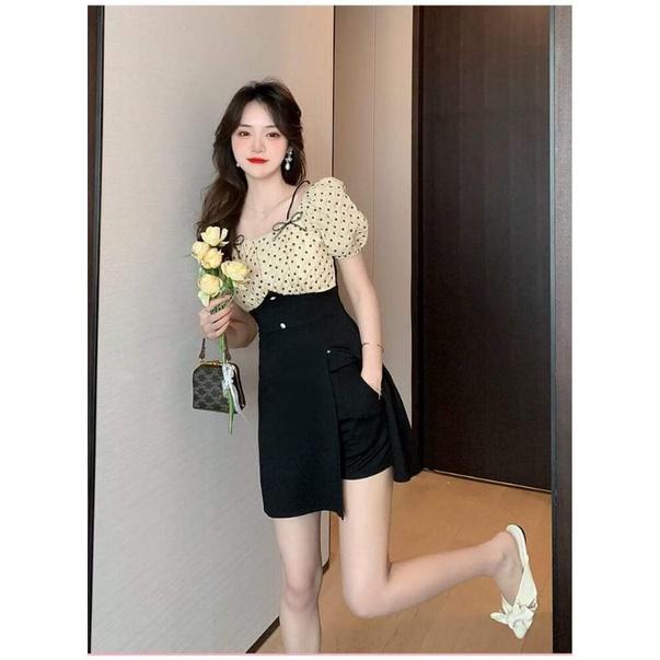 SÉT BỘ PHỐI LỤA HỌA TIẾT CHẤM BI CAO CẤP