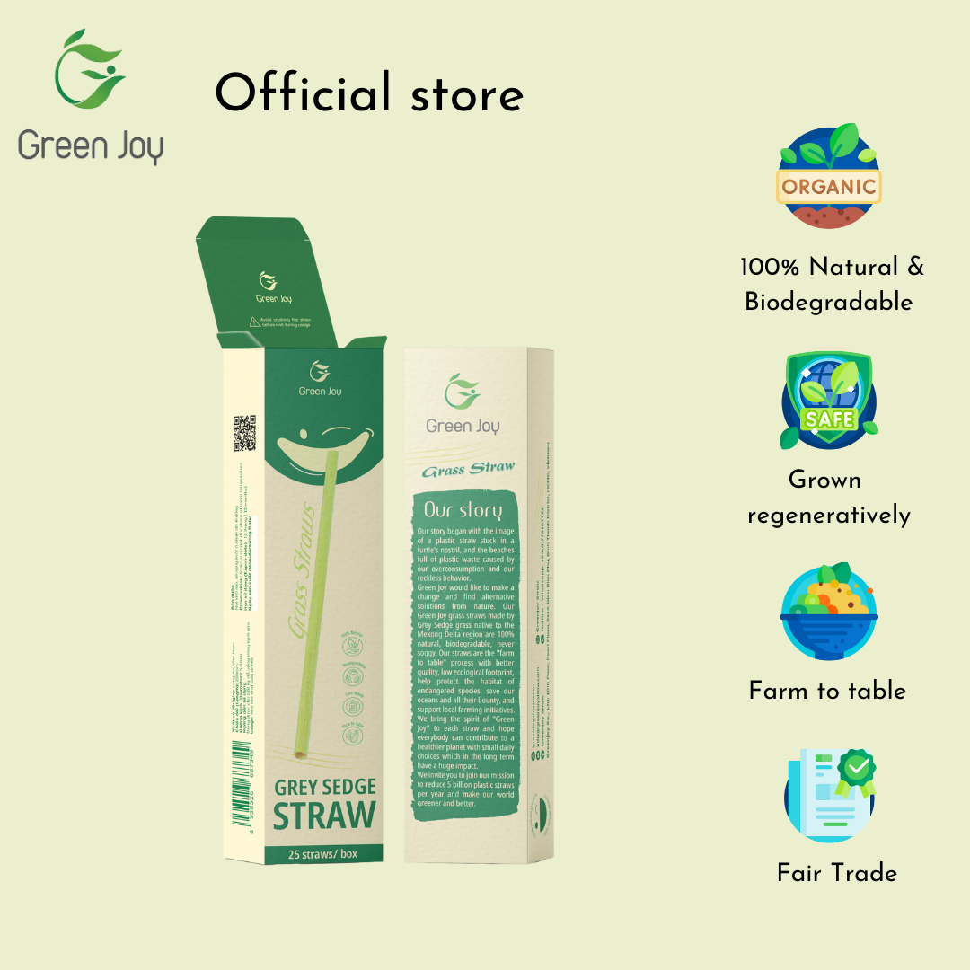 Ống hút cỏ bàng khô Green Joy - Hộp 25 ống