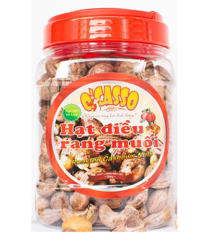 1Kg Hạt Điều Rang Muối Vỏ Lụa Loại A O'Casso (2 hộp 500g)