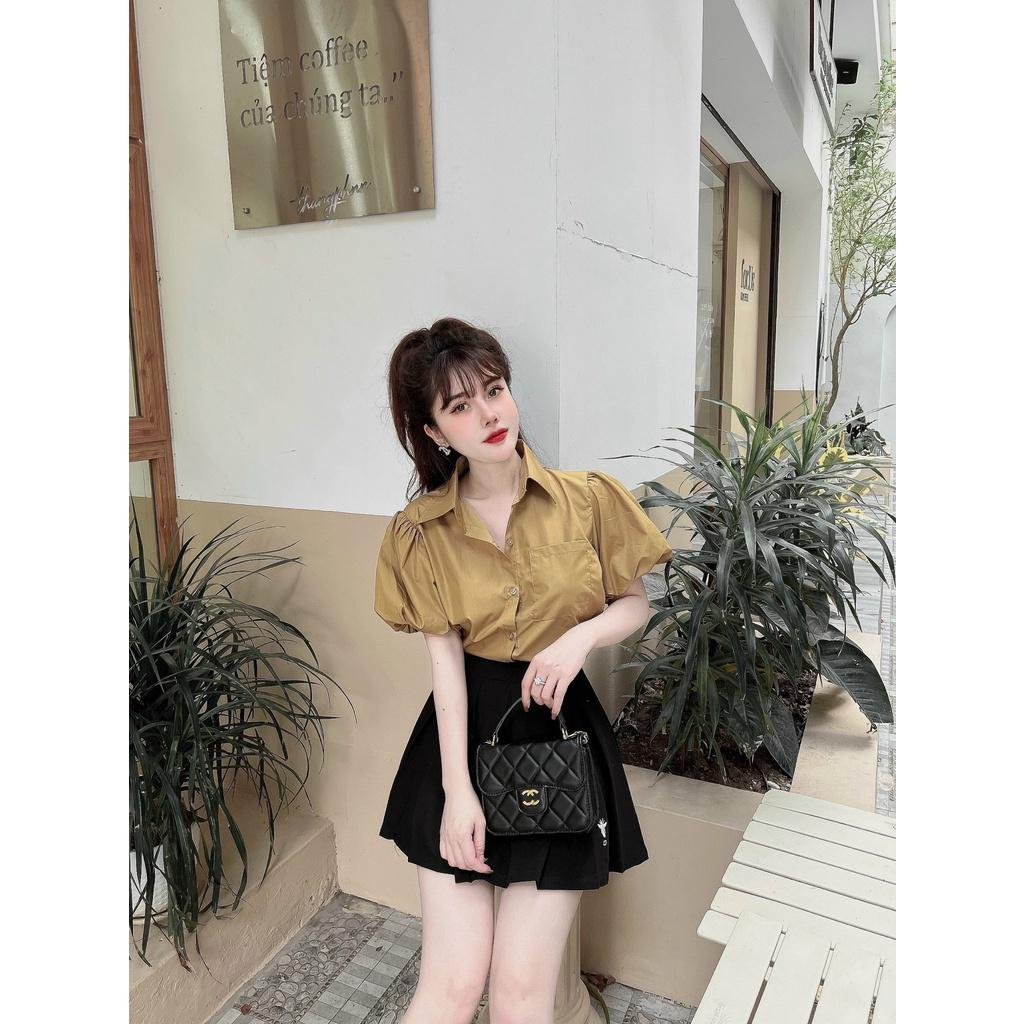 Áo sơ mi nữ tay bồng hàng thiết kế thời trang áo sơ mi cộc tay 3920