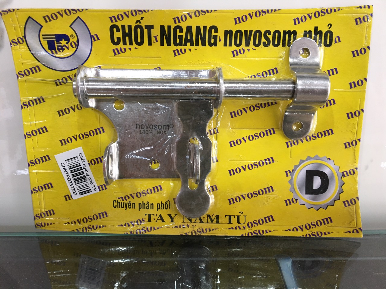 Chốt ngang inox khóa cửa phòng nhà vệ sinh 10cm