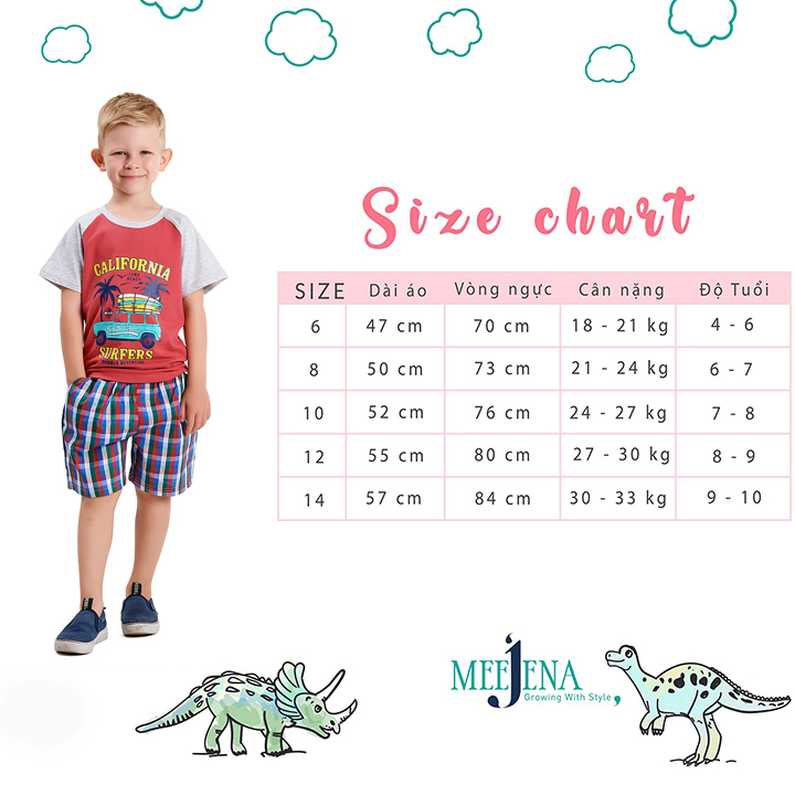 Quần Áo Bé Trai Mùa Hè 18-33 kg Áo 100% COTTON - MEEJENA - 412