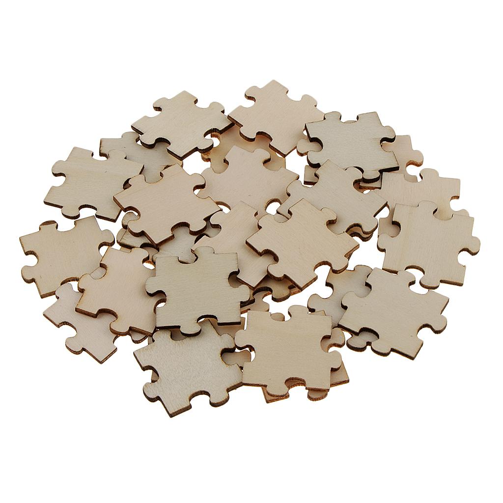 100 Pieces Blank Wooden Puzzle Embellishments Wood Slices DIY Arts Crafts