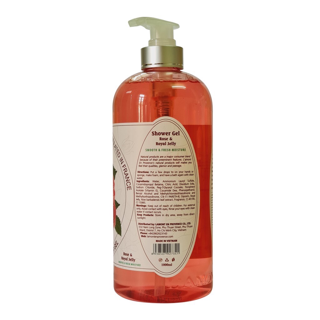 Combo 2 Sữa Tắm L'amont En Provence Rose Shower Gel 1000ml/chai