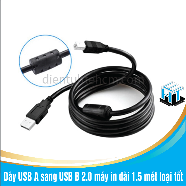 Dây USB A sang USB B 2.0 máy in dài 1.5 mét loại tốt