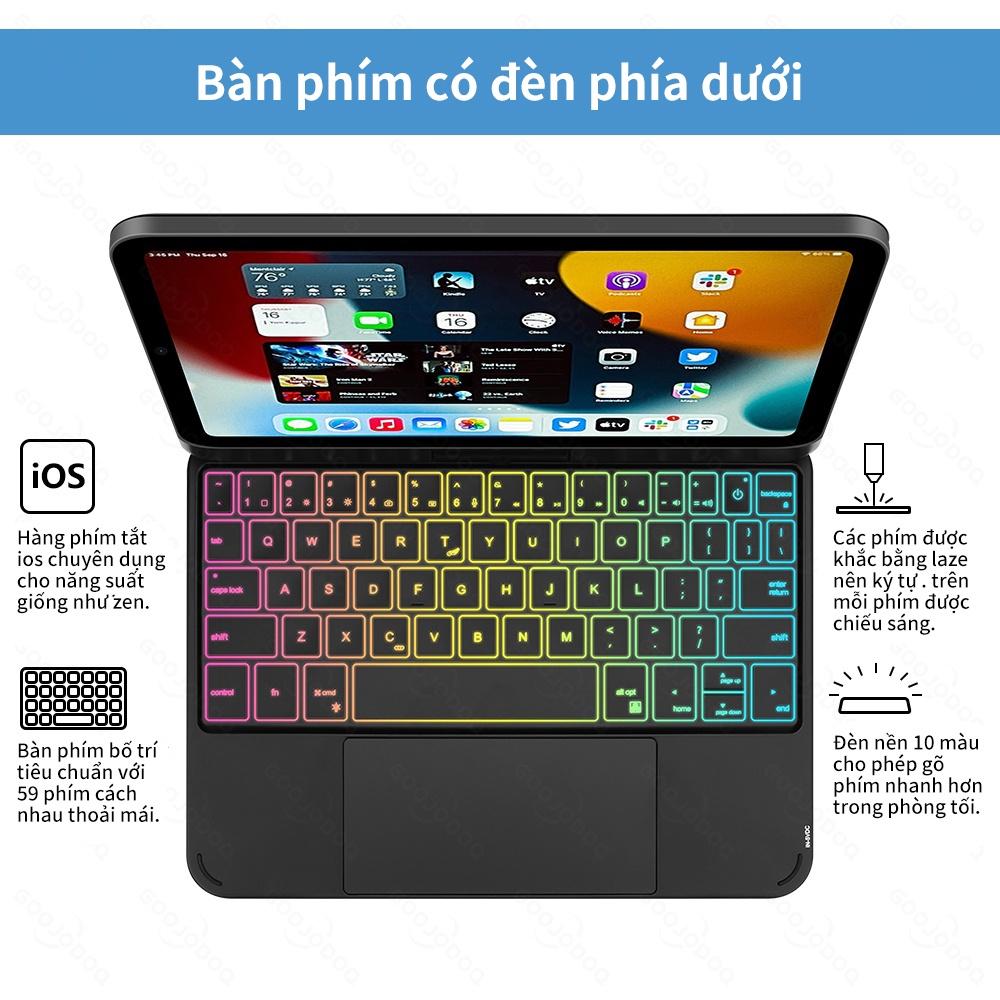 [HÀNG CHÍNH HÃNG GOOJODOQ] A1863 - Bàn Phím Không Dây Dành Cho iPad Mini 6 Có Ốp Lưng Từ Tính Có Đèn Nền Bàn Phím Xoay