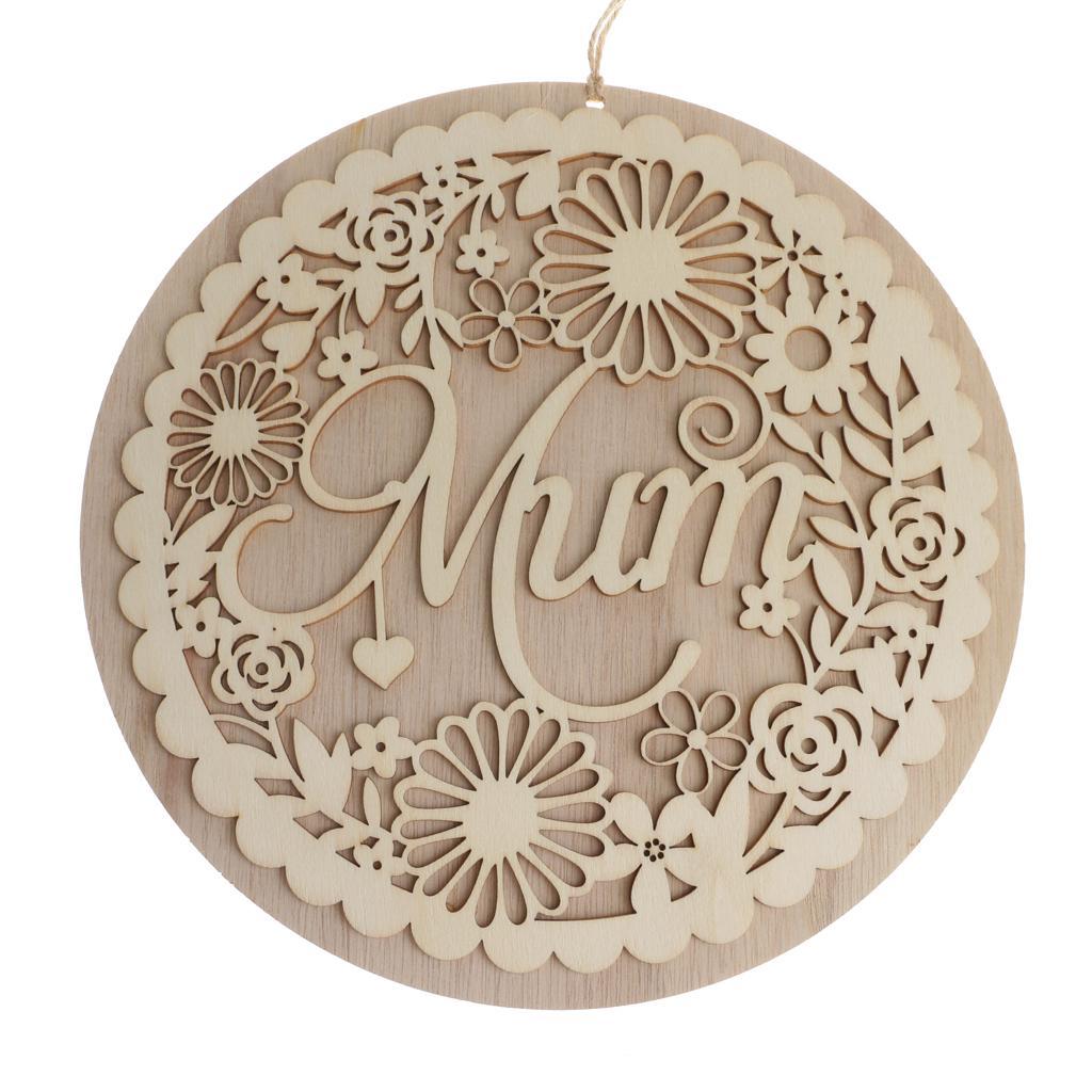 Unfinished Mum Round Board Plaque Mothers Day Home Garden Hanging Decoration