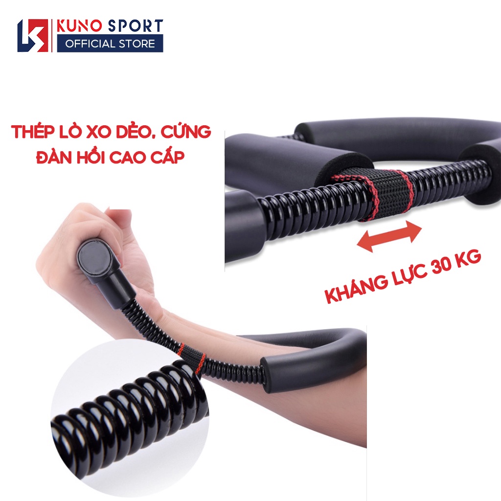 Combo dụng cụ tập cơ tay KUNO SPORT, kìm bóp tay chữ R có đếm số và dụng cụ tập tay chữ U