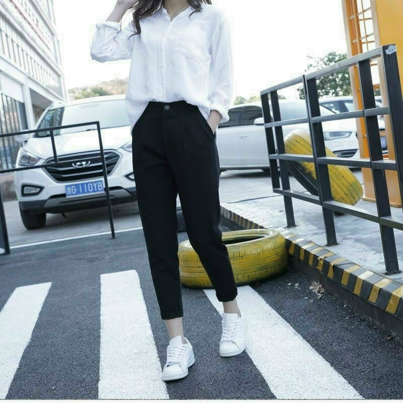 Quần baggy gấu bằng siêu nữ tính