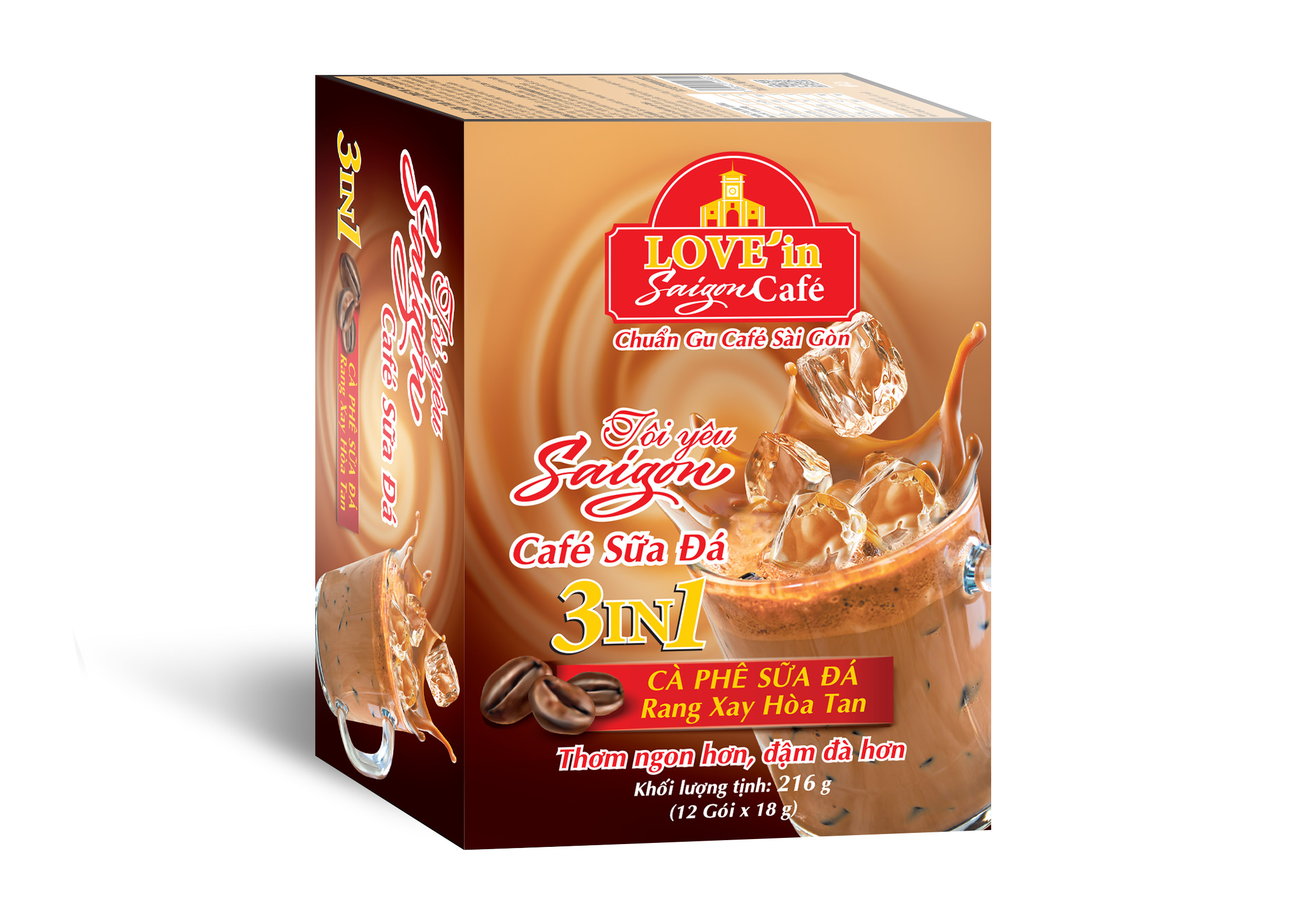 Cà Phê Sữa Rang Xay Hòa Tan 3IN1 LOVE’IN SAIGON CAFE - Thơm Ngon Hơn, Đậm Đà Hơn - Khánh Hòa NutriFoods  (Túi 18 gói x 18g)