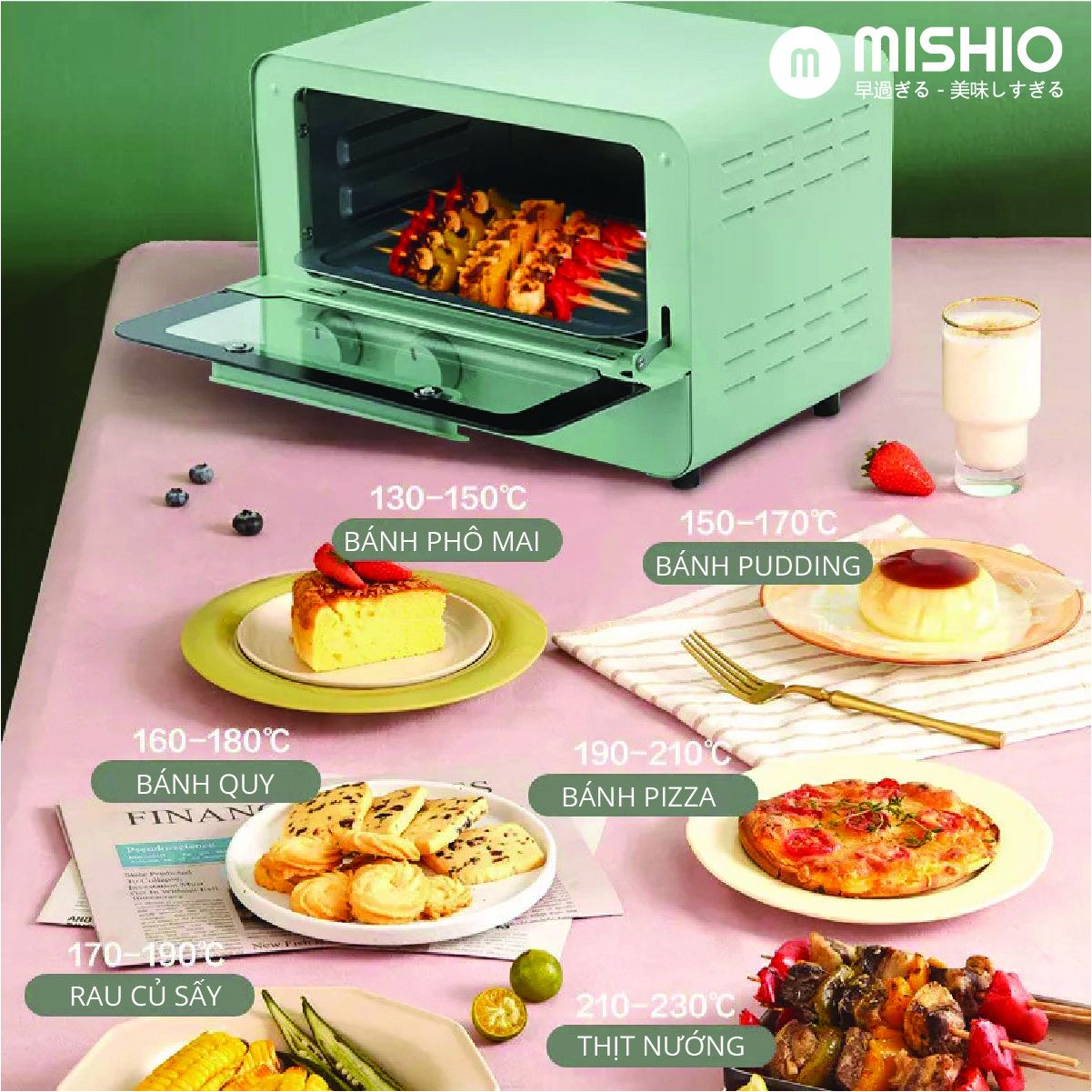 Lò nướng 12L Mishio MK342 - Hàng chính hãng