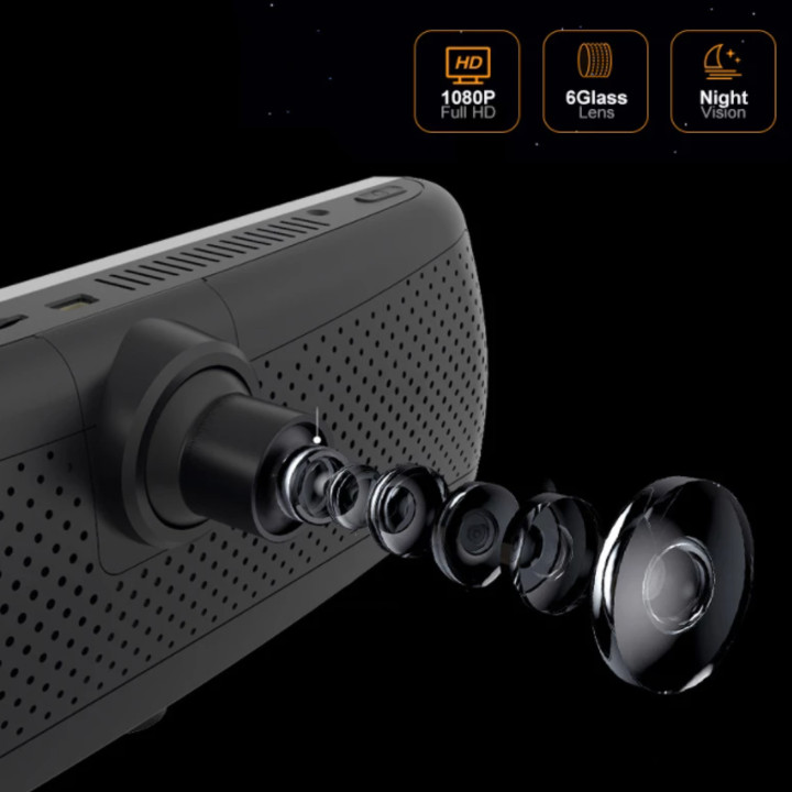 Camera hành trình nhãn hiệu Whexune V900 đặt taplo ô tô tích hợp cam lùi, 4G, wifi, hệ điều hành Android 8.1, màn hình cảm ứng 10 inch - Hàng Nhập Khẩu