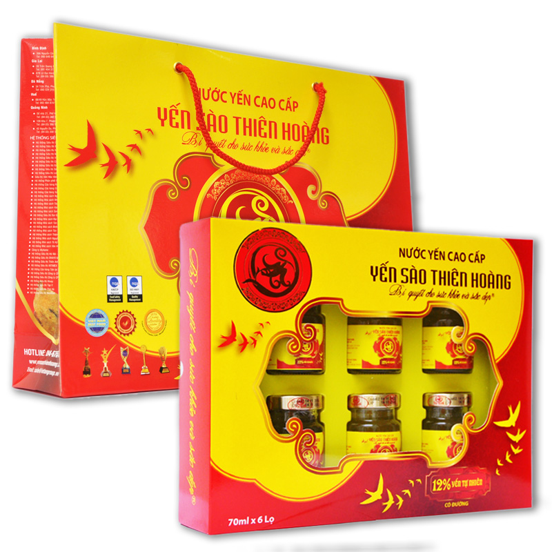 Hộp Yến Thiên Hoàng Có Đường (6 Lọ x 70 ml)