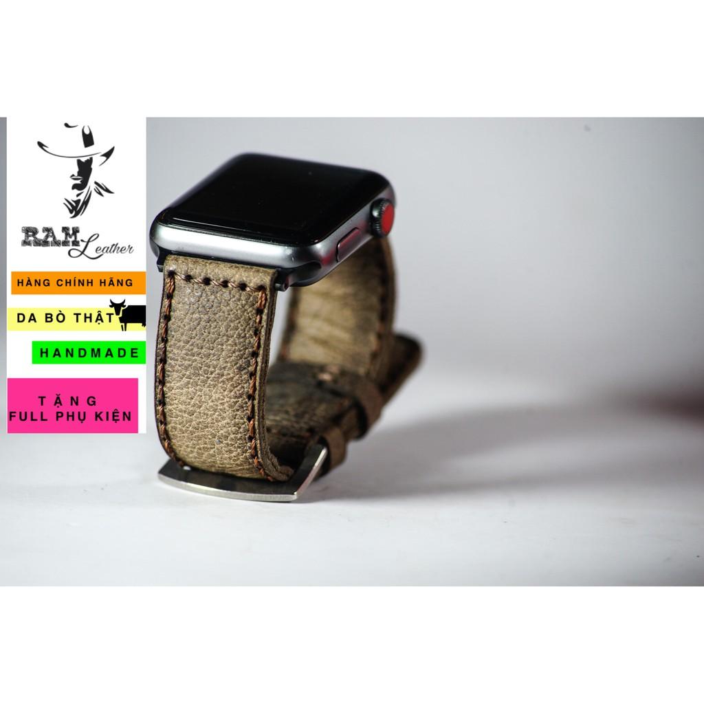 Dây đồng hồ RAM Leather cho apple watch da sáp ngựa vân hạt - RAM bauhaus 1959 (tặng đầy đủ khóa + chốt + cây thay dây)