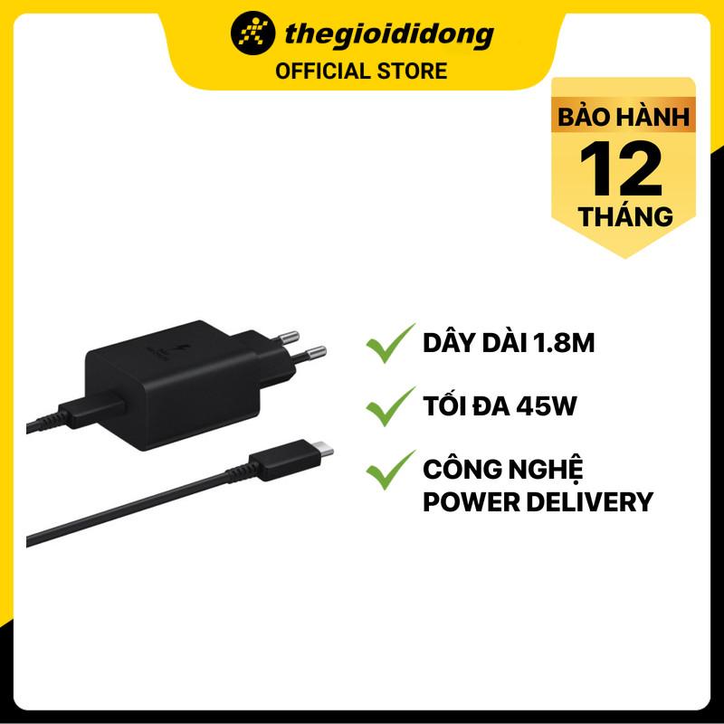 Bộ Adapter sạc kèm cáp Type C - Type C PD 45W EP-T4510X Đen - Hàng chính hãng