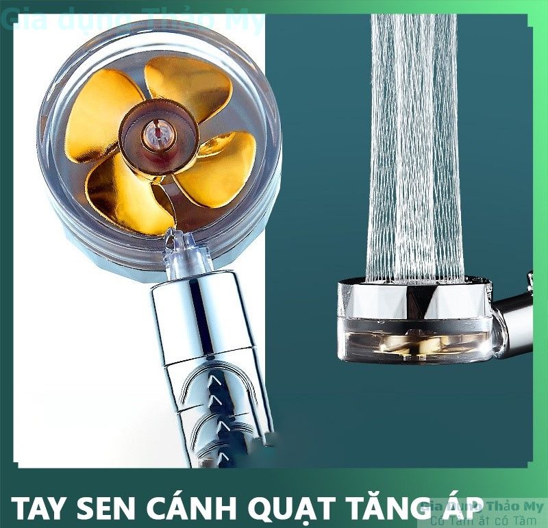 Bộ Vòi Hoa Sen, Vòi Sen Tăng Áp Cao Cấp, Có Cánh Quạt, Có Lõi Lọc, Kèm Dây 1,5 Mét