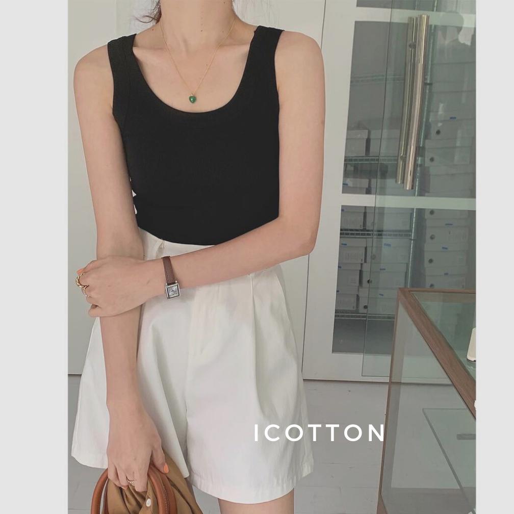 Áo ba lỗ nữ ️ICOTTON️ Áo tanktop khoét vai chất liệu thun tăm mặc mềm mịn mát