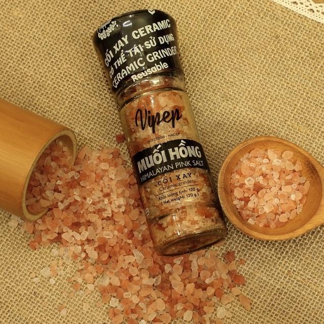 Muối hồng Himalaya nguyên hạt 100% Vipep không tạo màu, chuyên dùng sơ chế món ăn, gia vị tẩm ướp