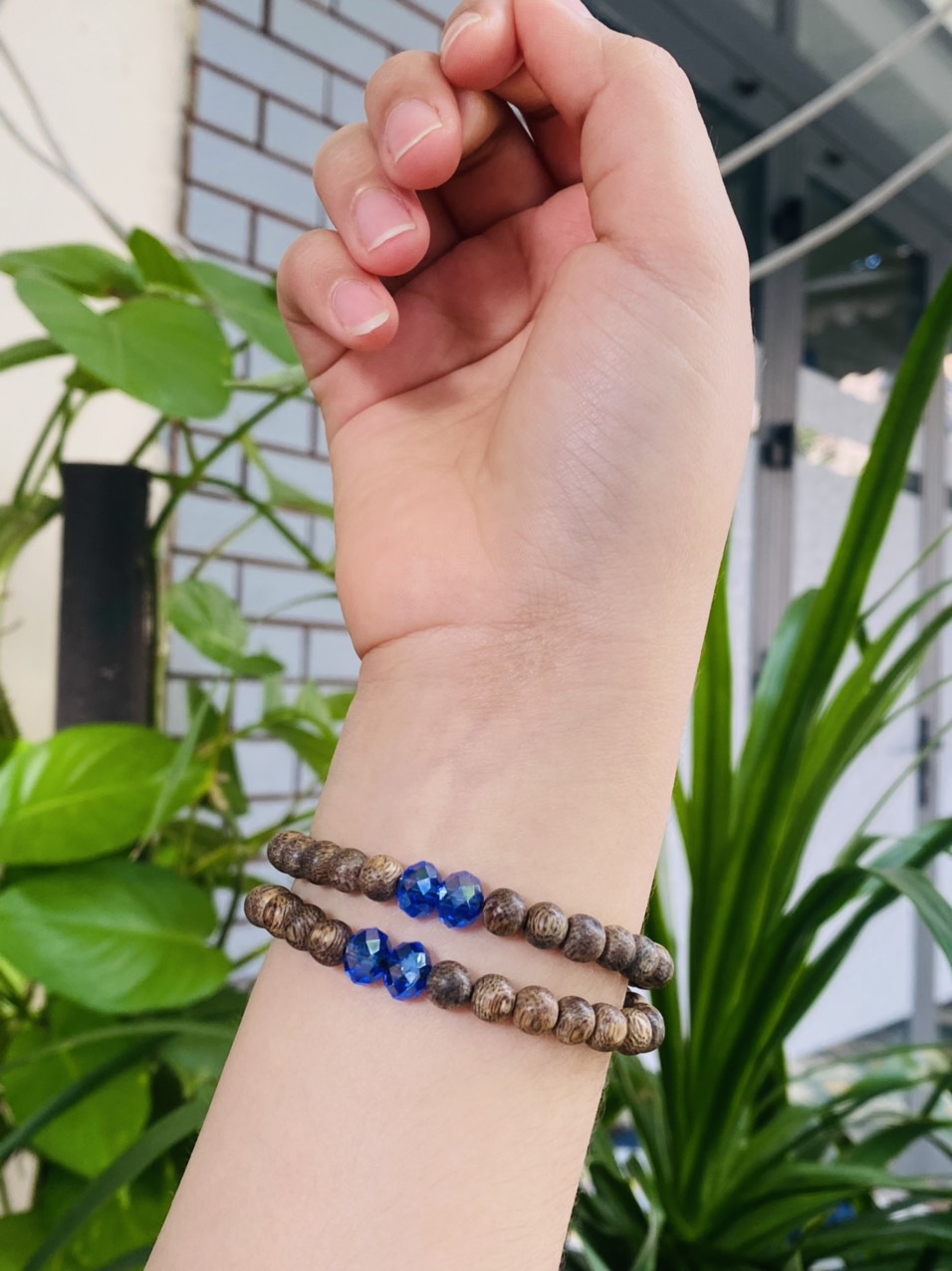 Vòng tay Trầm hương tốc 54 hạt mix đá phong thủy