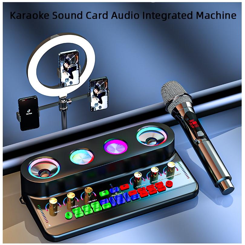 Sound Card Loa Karaoke Hát Trực Tiếp Tại Nhà Hiệu Ứng Thay Đổi Âm Thanh Máy Âm Thanh Tất Cả Trong Một Mic Cho Gia Đình KTV Phát Trực Tiếp Màu Mới: S20-Trắng-L