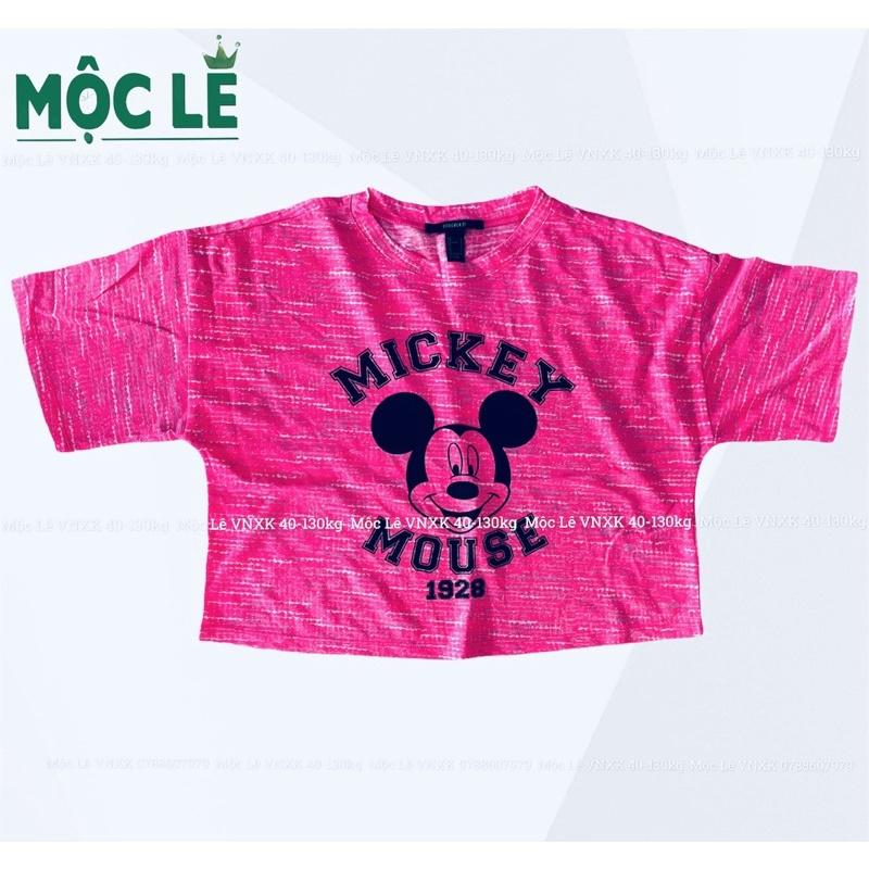 Áo croptop tay lỡ micky hồng