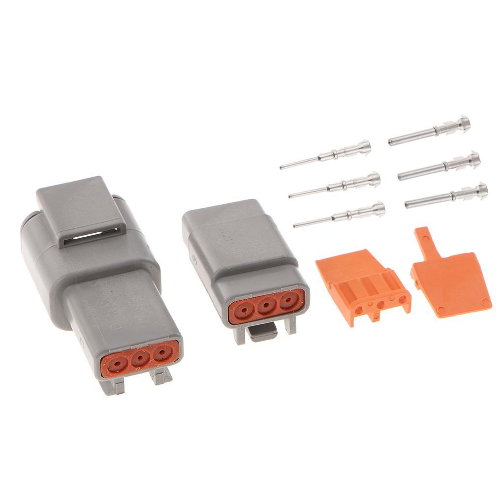 1 Set 3Pins Way Sealed Waterproof Electrical Wire Connector  Terminals