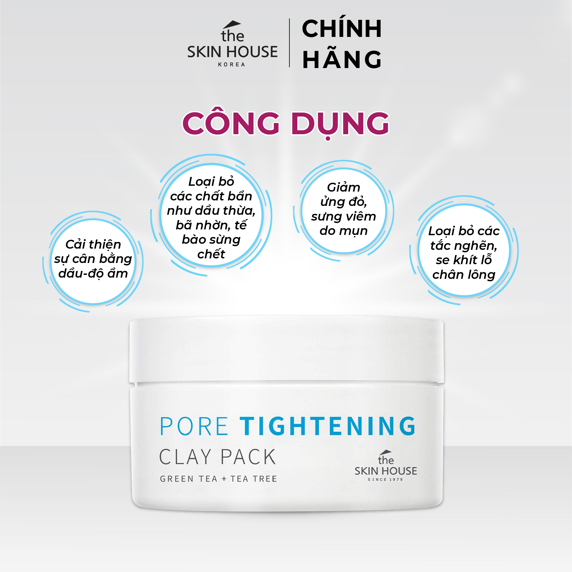 T62 Mặt nạ khoáng sét se khít lỗ chân lông - PORE TIGHTENING CLAY PACK 100ml