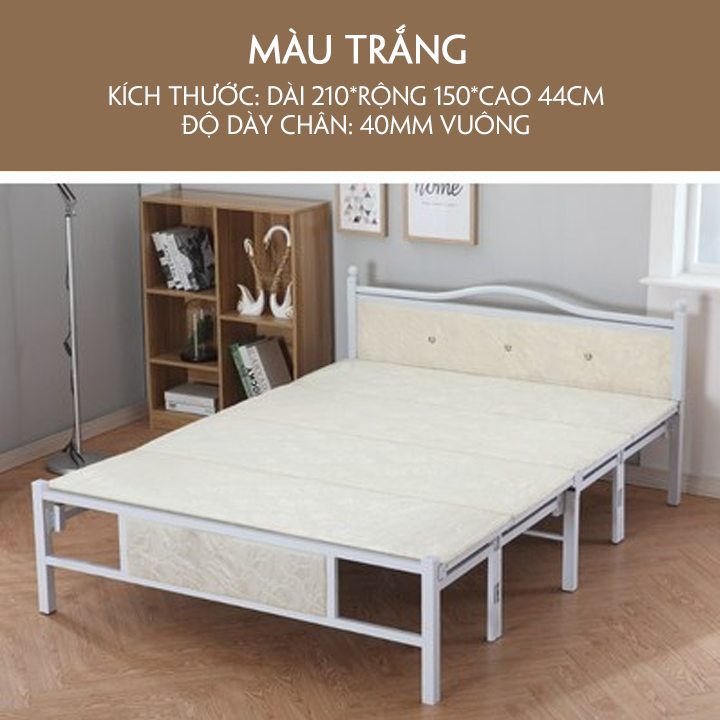 Giường ngủ xếp gọn khung thép mẫu 1.5m-Giường xếp-Giường gấp tặng kèm đệm-Giường văn phòng