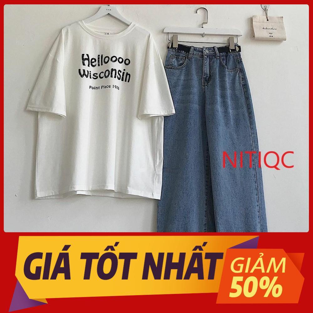 QUẦN JEAN ỐNG RỘNG NỮ CAO CẤP NITIQC MÀU XANH ĐẬM LAI CUỐN FORM CỰC CHUẨN PHONG CÁCH CỰC ĐIÊN