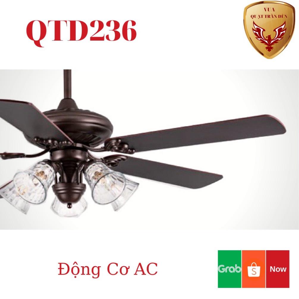 Quạt Trần Cánh Gỗ 5 Bóng QTD236, Quạt Trân Có Đèn tô điểm Phòng Khách, nguyên nhân AC