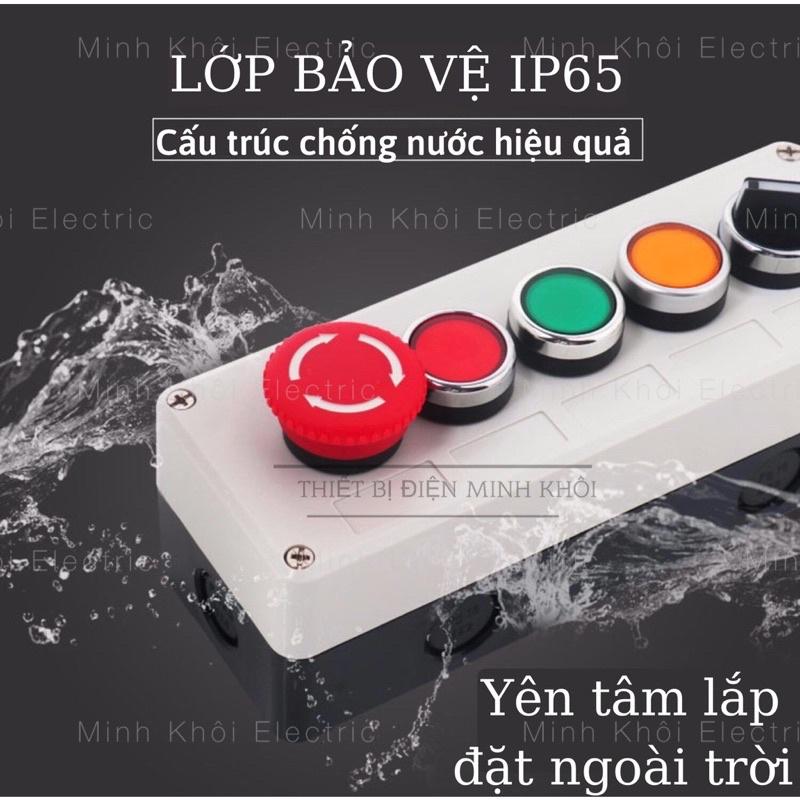 Hộp Nút Nhấn Lỗ Nhựa Phi 22 Cao Cấp, hộp điều khiển nút ấn, công tắc