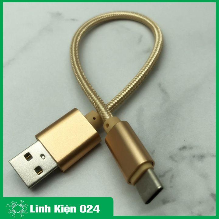 Dây cáp USB type C dài 30cm bọc dù sạc truyền dữ liệu loại tốt