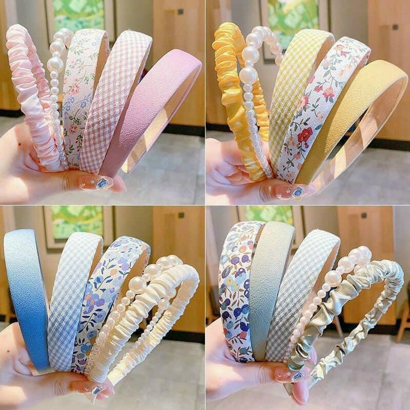 Set 5 Bờm Tóc Vải Màu Pastel Xinh Xắn Dễ Thương Cho Nữ