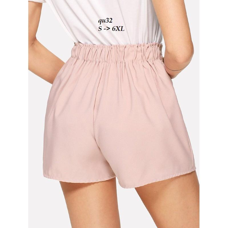 BOT122 QUẦN SHORT NỮ TRƠN MÀU THẮT NƠ