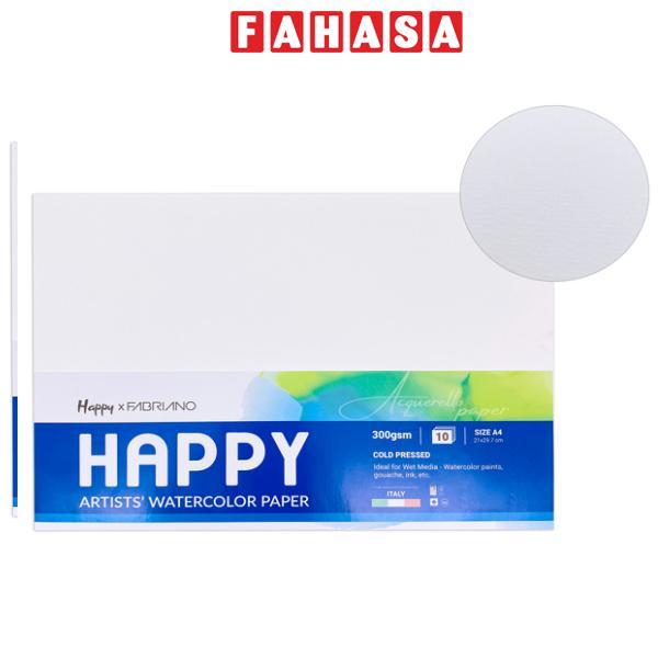 Giấy Happy Watercolor A4 - 20 Trang 300gsm - Happy x Fabriano HA300A4